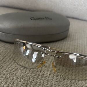 Dior Champagne Silver Sunglasses Case with Logo